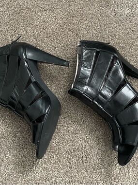 Calvin Klein Black Cutout High Heel Ankle Boots